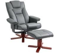 Homcom Reclining Armchair With Footstool And Adjustable Backrest, Grey