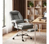 HOMCOM Reclining Office Chair, Desk Chair with Lumbar Support, Grey HOMCOM Grey