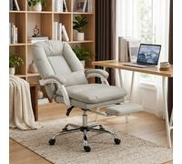 HOMCOM Reclining Office Chair, Desk Chair with Lumbar Support, Khaki
