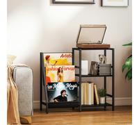 HOMCOM Record Player Stand, 3-Tier Side Table with Vinyl Record Storage - 39W x 30D cm - Particle board, steel - 84W x 30D x 74H cm