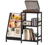 Homcom Record Player Stand, 3-Tier Side Table With Vinyl Record Storage