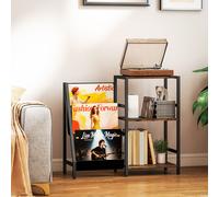 HOMCOM Record Player Stand, 3-Tier Side Table with Vinyl Record Storage in Brown HOMCOM Brown
