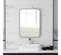 Homcom Rectangle Wall-Mounted Bathroom Mirror, Black Black One Size