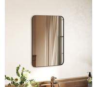 HOMCOM Rectangle Mirror, Wall Mirror with Steel Frame for Bathroom, Black, Black