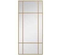 HOMCOM Rectangle Wall Mirror, 110 x 50cm Window Style Vanity Mirror with Metal Frame, Vertical or Horizontal Hanging for Living Room, Bedroom, Entryway, Gold Tone