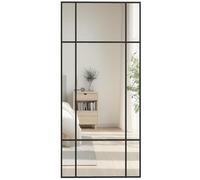 HOMCOM Rectangle Wall Mirror, 110 x 50cm Window Style Vanity Mirror with Metal Frame, Vertical or Horizontal Hanging for Living Room, Bedroom, Entryway, Black