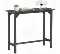 HOMCOM Rectangular Bar Table Adjustable Footpads Marble Effect, Black