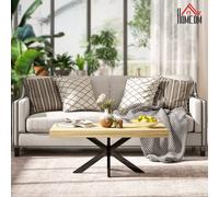 Homcom Rectangular Coffee Table Industrial Centre Table With Steel Leg In Yellow Yellow One Size