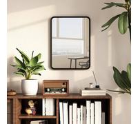 Homcom Rectangular Mirror With Metal Frame, Decorative Wall Mirror, Black Black Large