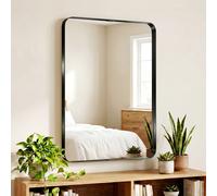 HOMCOM Rectangular Wall Mirror, 90 x 60 cm Wall Mounted Bathroom Mirror in Black HOMCOM Black 90 x 60 cm