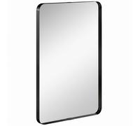 HOMCOM Rectangular Wall Mirror, 90 x 60 cm Wall Mounted Bathroom Mirror with Aluminium Alloy Frame and Tempered Glass, Black