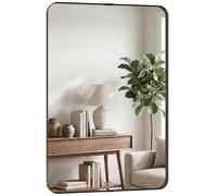 (Black) HOMCOM Rectangular Wall Mirror, 90 x 60 cm Wall Mounted Bathroom Mirror