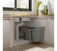 HOMCOM Recycle Waste Bin 40L Sorter Kitchen Recycle Waste Bin ABS - Grey - 22.5L x 15W x 36H (cm)