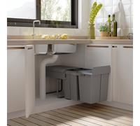 HOMCOM 40L Sorter Kitchen Recycle Waste Bin - Grey, Grey