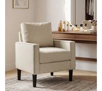 Homcom Removable Pillow Linen Accent Chair, Cream