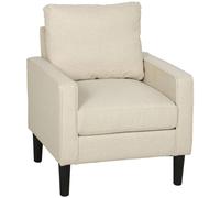 HOMCOM Removable Pillow Linen Accent Chair, Cream