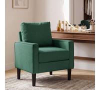 Homcom Removable Pillow Linen Accent Chair, Dark Green