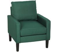 HOMCOM Removable Pillow Linen Accent Chair, Dark Green