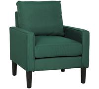 HOMCOM Removable Pillow Linen Accent Chair, Dark Green