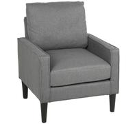 HOMCOM Removable Pillow Linen Accent Chair, Dark Grey