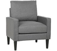 HOMCOM Removable Pillow Linen Accent Chair, Dark Grey