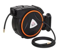 HOMCOM Retractable Air Hose Reel 20m+2m 150 Bar 1/4" BSPT Connector Black | Wall Mount Auto Rewind Hose Reel, 180-Degree Swivel Bracket, Retractable Air Line