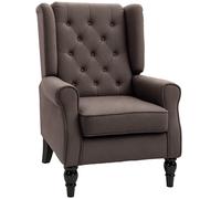 HOMCOM Retro Accent Chair Wingback Armchair with Wood Frame for Living Room in Brown HOMCOM Brown