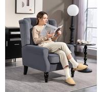 HOMCOM Retro Accent Chair Wingback Armchair with Wood Frame for Living Room in Grey HOMCOM Grey