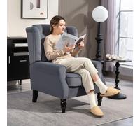 HOMCOM Retro Accent Chair Wingback Armchair with Wood Frame for Living Room in Grey HOMCOM Grey
