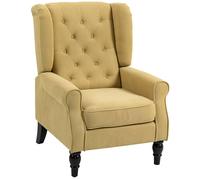 Homcom Retro Accent Chair Wingback Armchair With Wood Frame For Living Room In Yellow Yellow