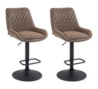 HOMCOM Retro Bar Stools Adjustable High Back Faux Leather Set of Two 360° Swivel Bar Stools for Kitchen Bar Pub, Brown Aosom UK