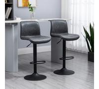 HOMCOM Retro Barstools Set of 2 PU Leather Adjustable Height Swivel Bar Chairs