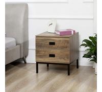 Homcom End Table Metal Frame Bed Side Table Storage Drawer Bedroom Coffee In Brown Brown