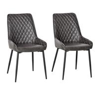 HOMCOM Retro Dining Chair Set of 2, PU Leather Upholstered Side Chairs with Meta
