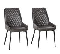 HOMCOM Retro Dining Chair Set of 2, PU Leather Upholstered Side Chairs with Meta