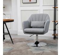 Homcom Retro Linen Swivel Tub Chair Steel Frame Cushion Seat Light Grey