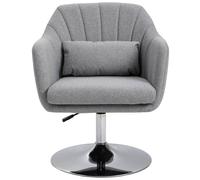 Homcom Retro Linen Swivel Tub Chair Steel Frame Cushion Seat Light Grey Light Grey