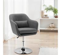 HOMCOM Retro Linen Swivel Tub Chair with Steel Frame Cushion Seat Dark Grey