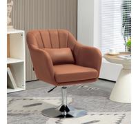 HOMCOM Retro Swivel Tub Chair - Dark Brown Microfibre, Steel Frame, 45-57cm Adjustable, 360 Swivel, 136kg, Cushions Included (833-757V73BN)