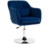 Homcom Retro Velvet Swivel Accent Tub Chair With Steel Frame Dark Blue