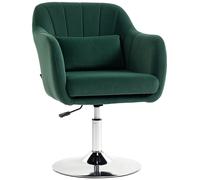HOMCOM Retro Velvet Swivel Tub Chair with Steel Frame, Cushion Seat, Dark Green