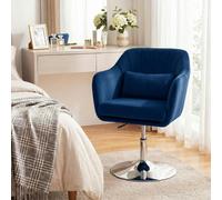 HOMCOM Retro Velvet Swivel Tub Chair with Steel Frame Dark Blue