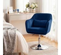 HOMCOM Retro Velvet Swivel Tub Chair with Steel Frame Dark Blue