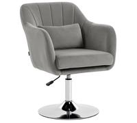 Homcom Retro Velvet Swivel Tub Chair With Steel Frame Grey Grey