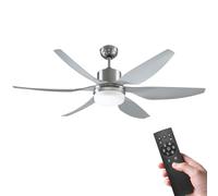 HOMCOM Reversible Ceiling Fan with Light, 6 Blades Indoor Modern Mount LED Lighting Fan with Remote Controller, for Bedroom, Living Room, Silver
