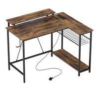 HOMCOM Reversible 'L' LED Light Gaming/Work Desk - Rustic Brown