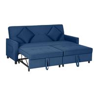 HOMCOM Reversible L-Shaped Sectional Sofa Bed with Cushions, Blue
