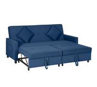 HOMCOM Reversible L-Shaped Sectional Sofa Bed with Cushions, Blue