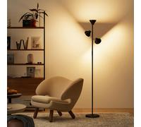 HOMCOM RGB Floor Lamp with 3 Rotatable Head, Modern Standing Lamp, Black - Black