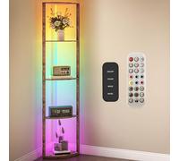 Homcom Rgb Led Modern Floor Lamp With Shelves And Remote Control For Home